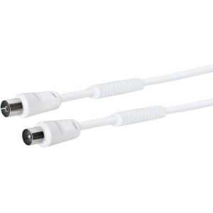Weißes Schwaiger Antennenkabel 90 dB mit Stecker für Audio- und Video-Verbindungen.
