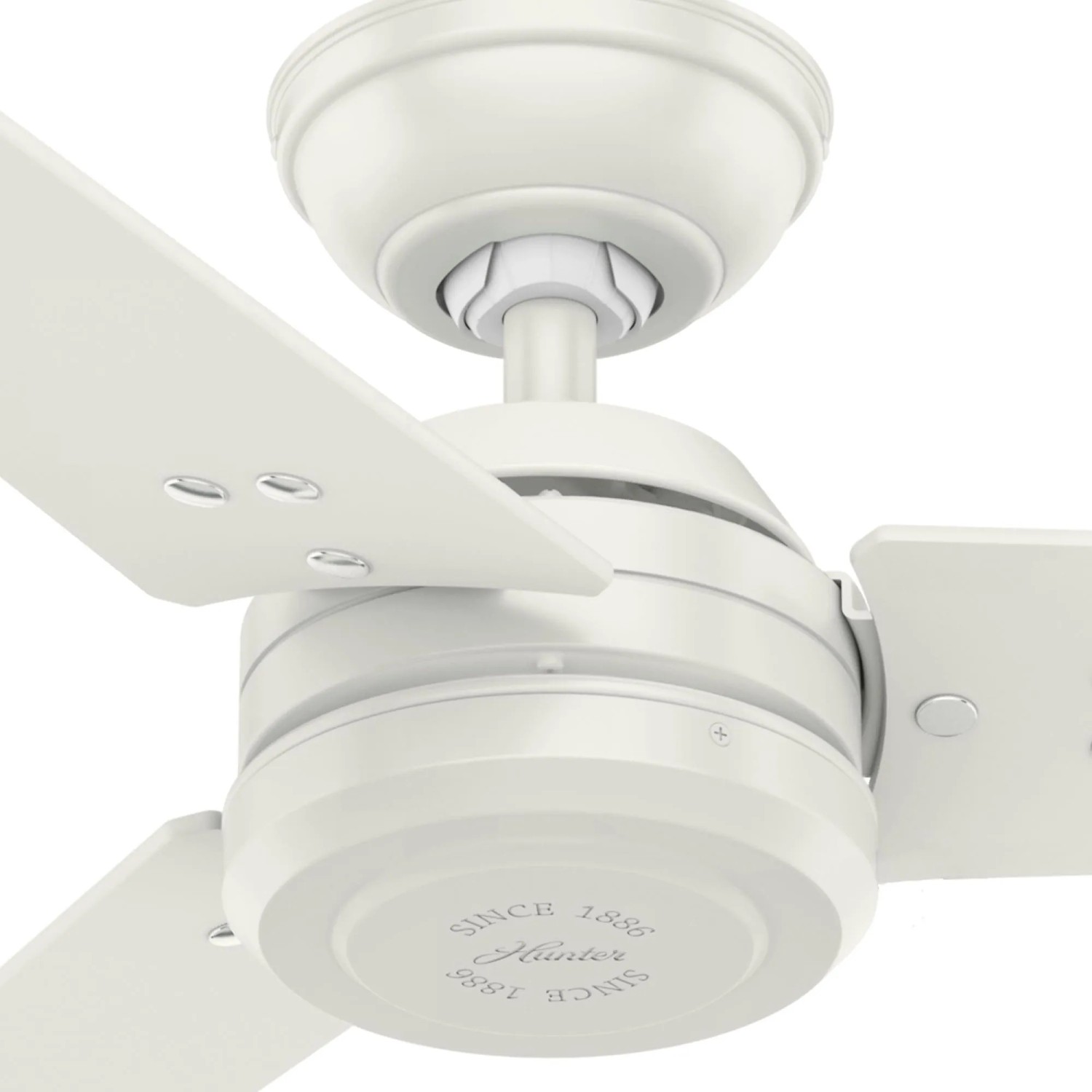 Weißer Hunter Fans Deckenventilator Protos 132 cm mit Wandschalter.