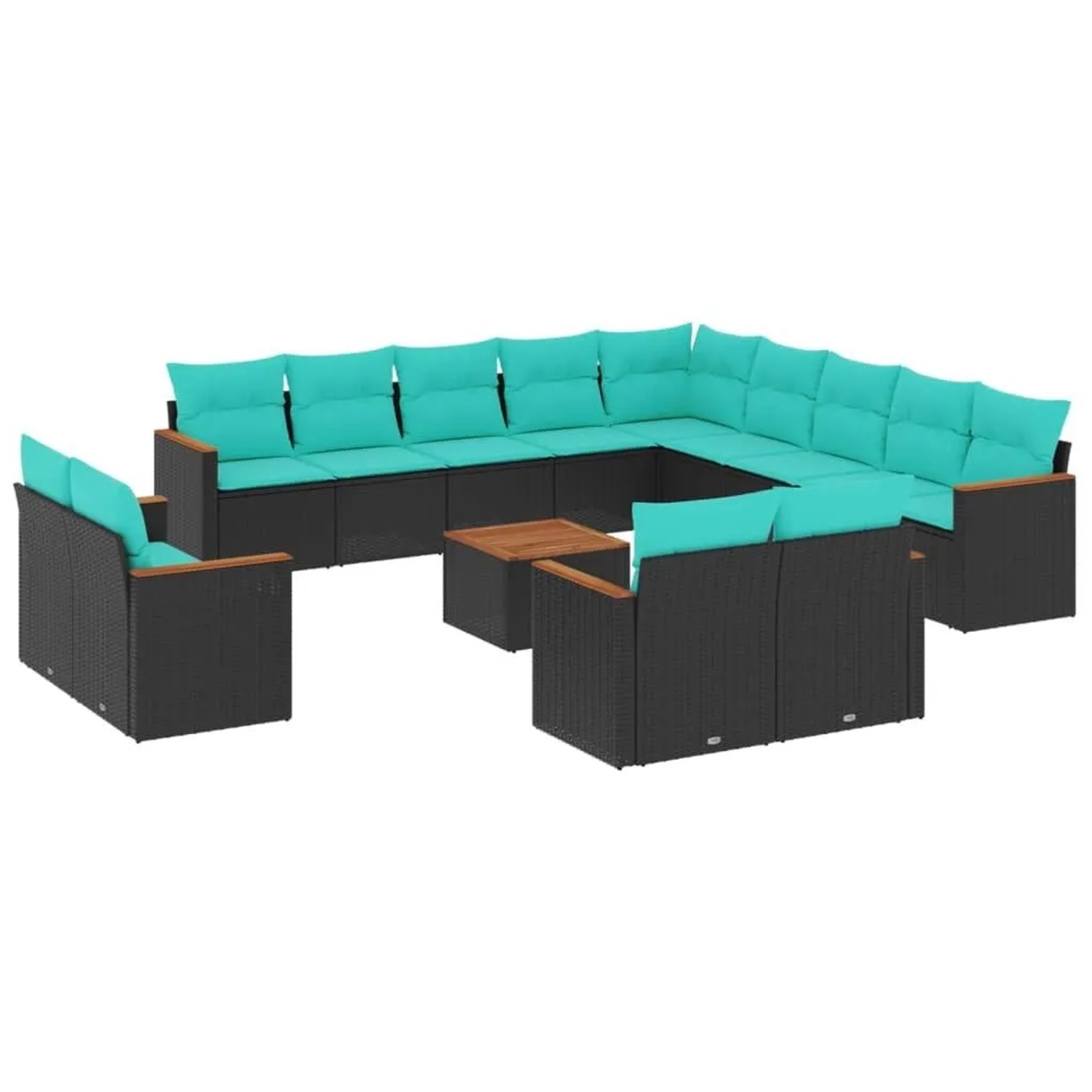 vidaXL 14-Tlg Gartensofa-Set mit Kissen Schwarz Polyrattan 3226533 günstig online kaufen