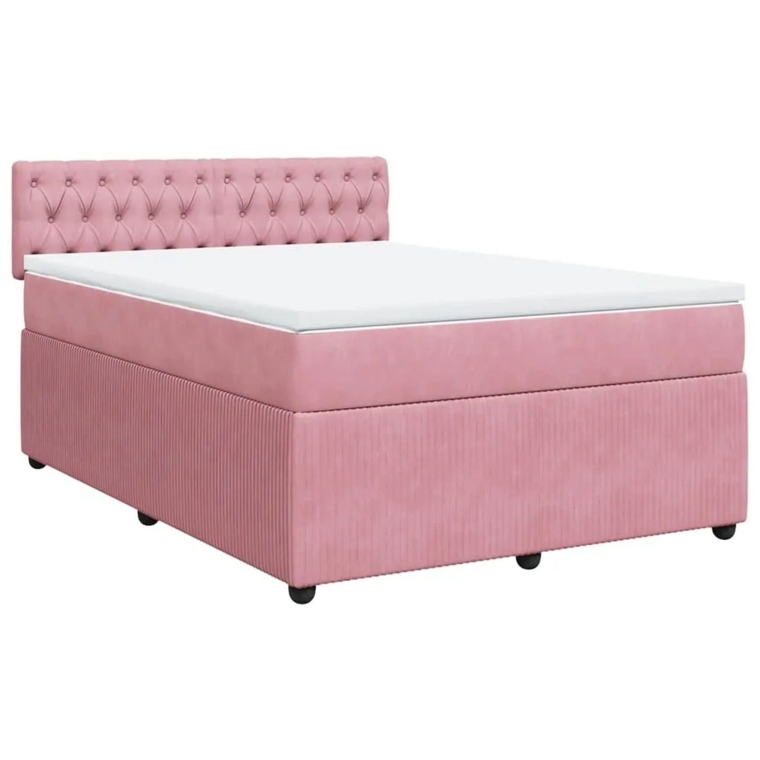 vidaXL Boxspringbett mit Matratze Rosa 140x200 cm Samt 3287769