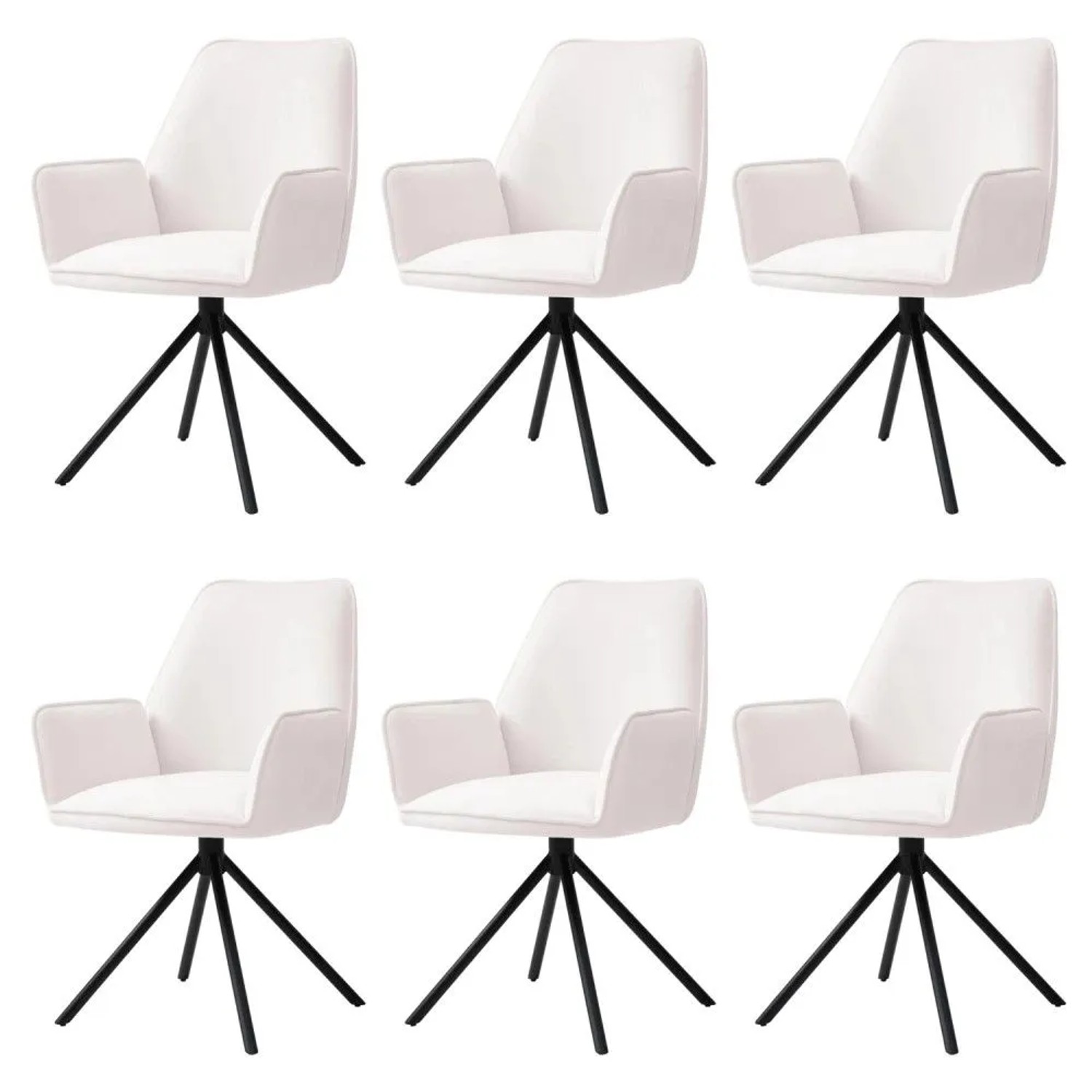 MCW Esszimmerstuhl G67 6er-Set Creme-Beige Beine Schwarz