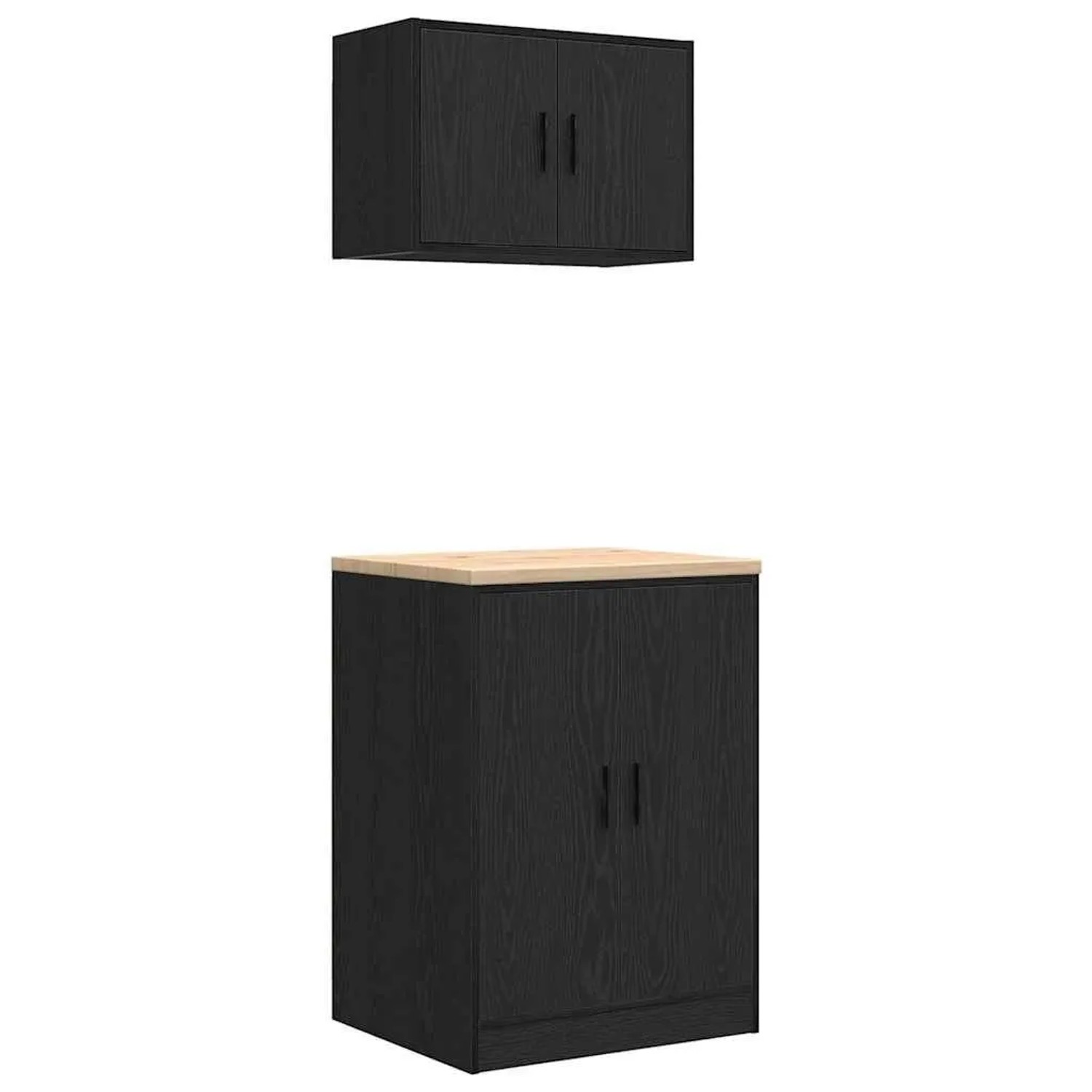 vidaXL Garagenschränke 2 Stk Schwarz Holzwerkstoff 3328306