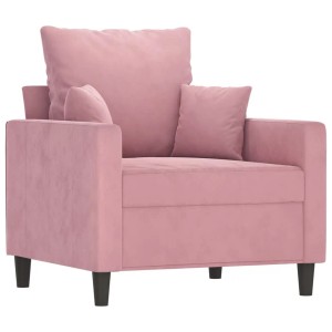 vidaXL 3-Tlg Sofagarnitur mit Kissen Rosa Samt 3201683