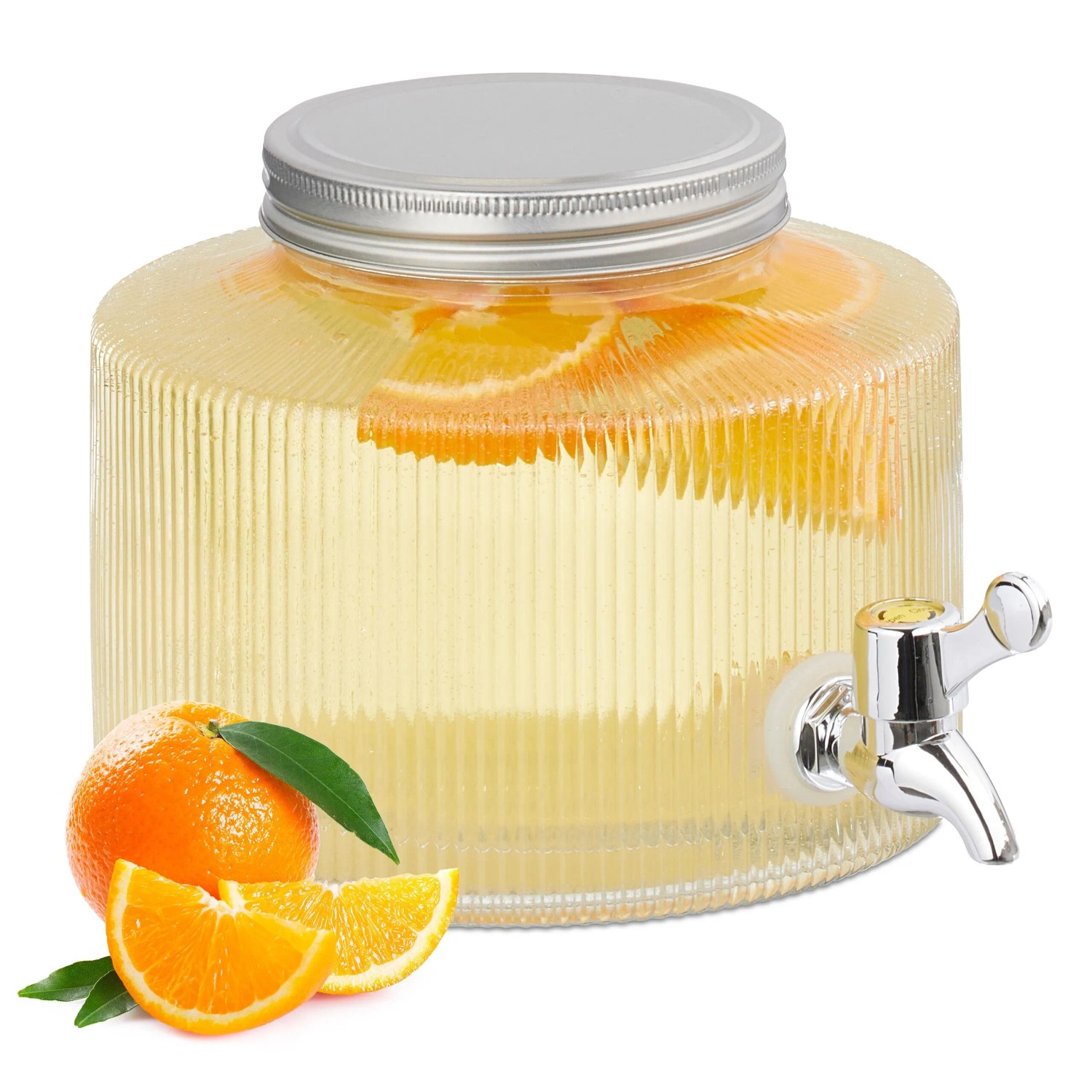 Relaxdays Getränkespender Glas Transparent mit Zapfhahn 14,5 cm x 18 cm x 24,5 cm 1 kg