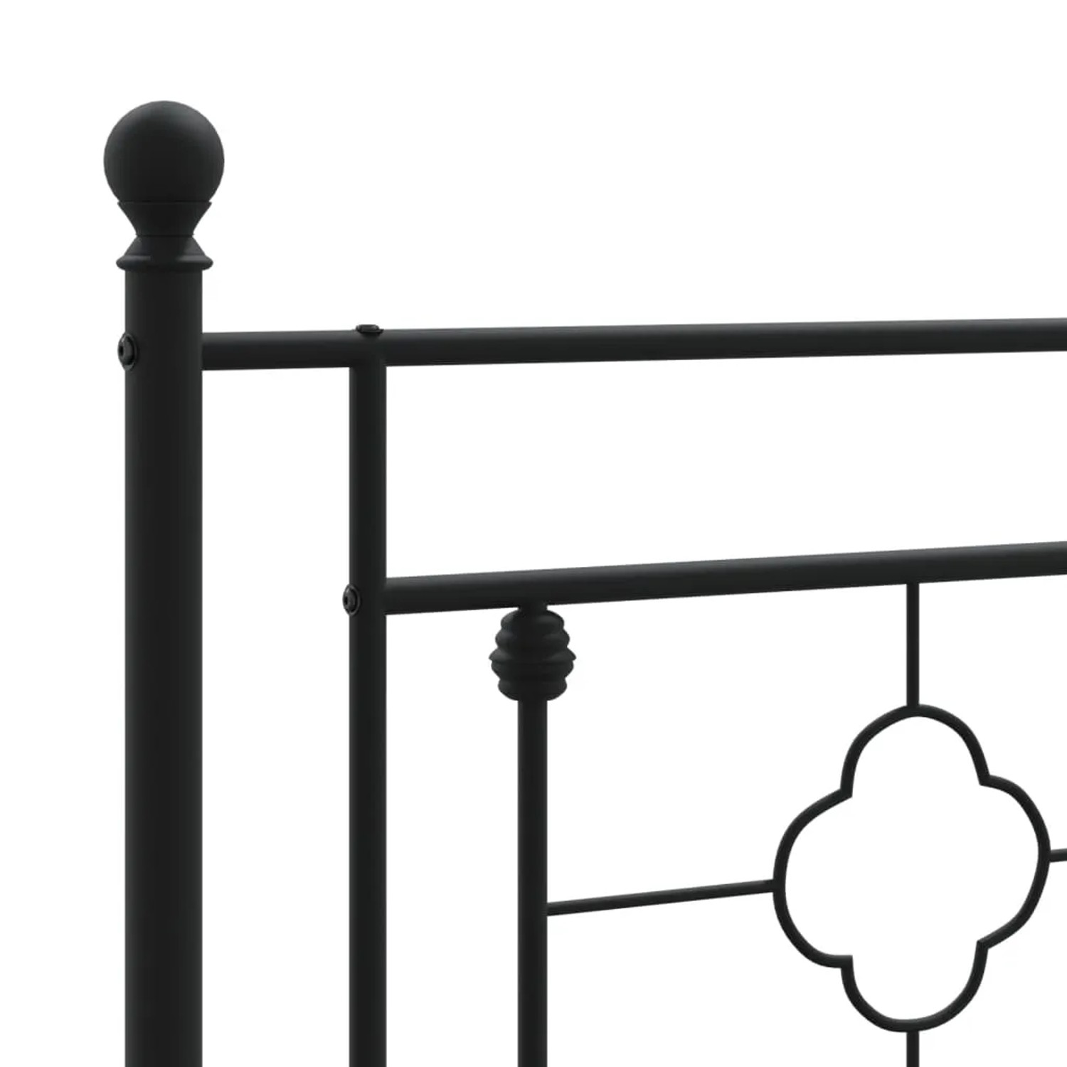 Schwarzes Metall Bettgestell (80x200 cm) mit Kopfteil im Detail.