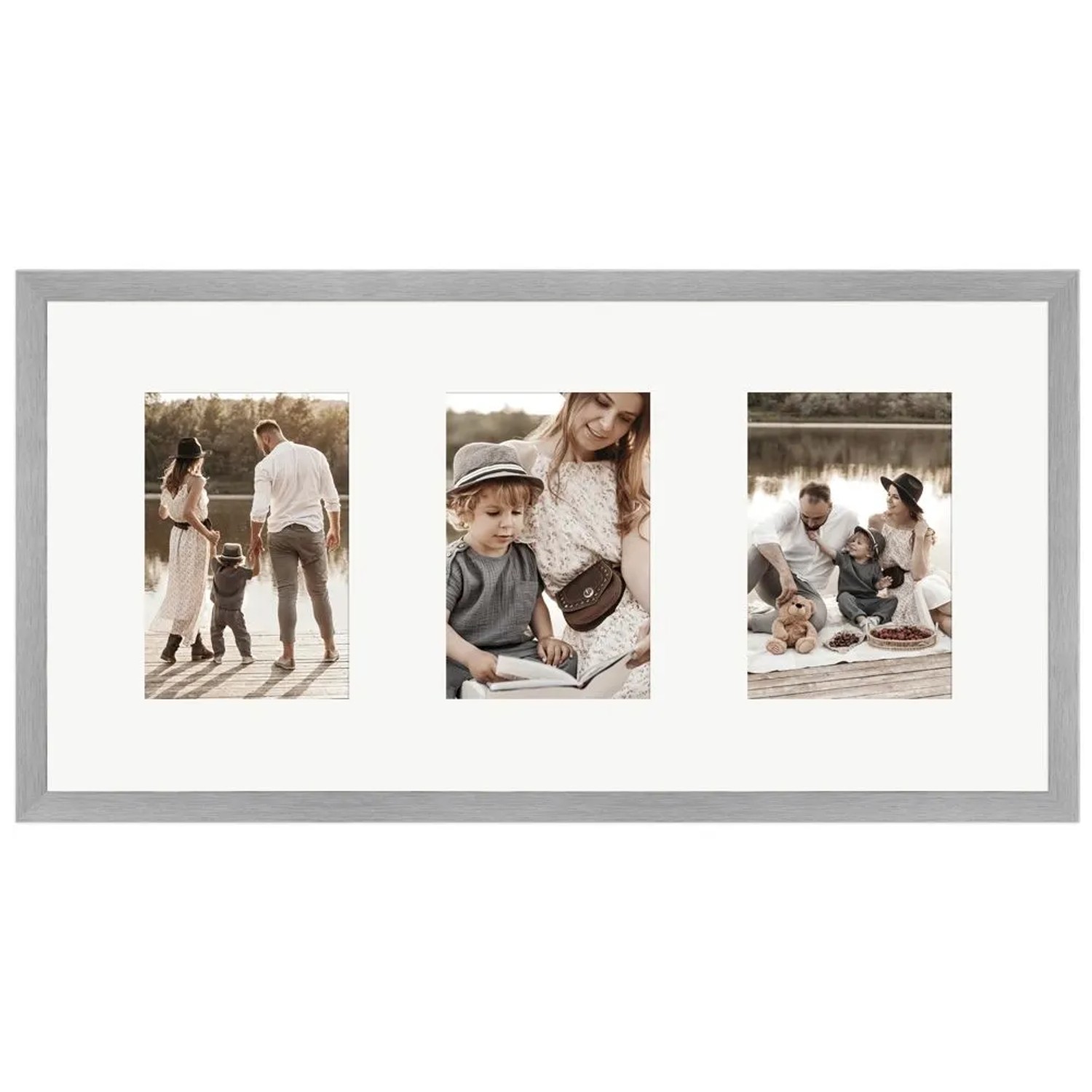 WANDStyle Galerierahmen G950 in Silber 25 x 50 cm für 3 Bilder im Format 10 x 15 cm