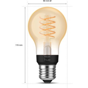 Philips Hue Filament LED Lampe E27, warmweiß, dimmbar, im Vintage-Look.