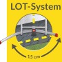 Detailaufnahme des LOT-Systems der Hailo Alu-Kombileiter, das Bodenunebenheiten bis 15 cm ausgleicht.