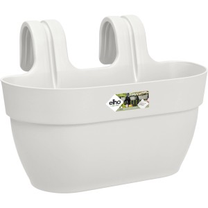 Elho Blumenkasten Vibia Campana M, 36 cm, seidenweiß, für Geländer bis 6 cm.