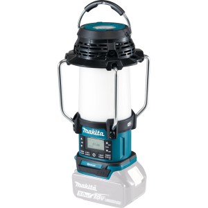 Makita Akku-Radio DMR056 mit Laterne und Akku. Akkugerät mit FM/AM/DAB+ Empfang und USB-Ladebuchse.