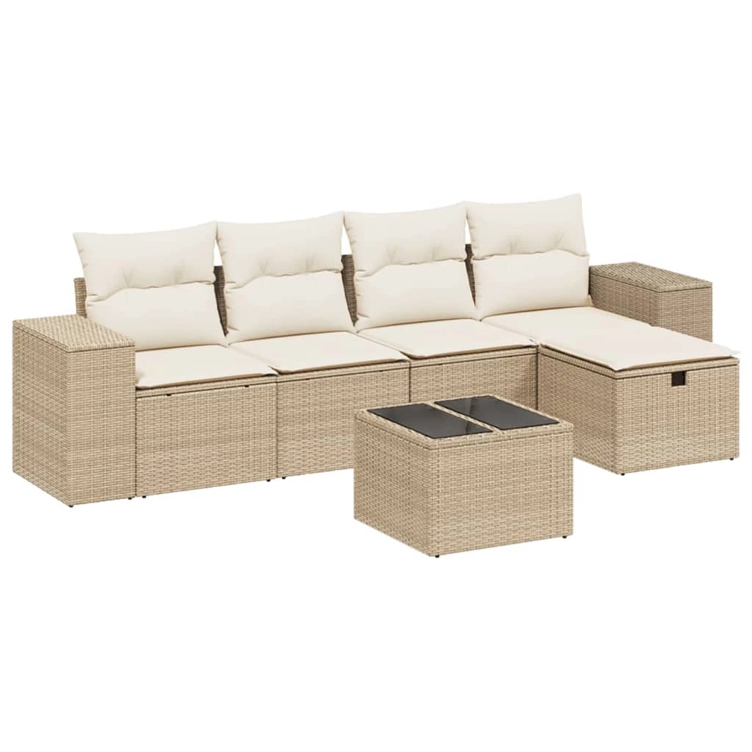 vidaXL 6-Tlg Garten-Sofagarnitur mit Kissen Beige Poly Rattan 3264404