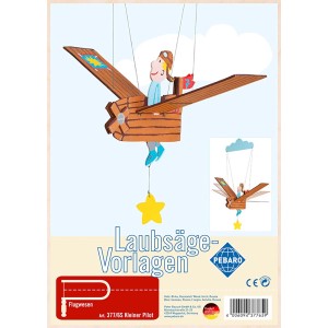 Pebaro Laubsägevorlage Kleiner Pilot: Holzbausatz mit Pilot und Flugzeug zum Aussägen und Basteln.