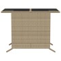 Beiges 3-tlg. vidaXL Bistro-Set aus Polyrattan mit Glasplatte und Kissen.