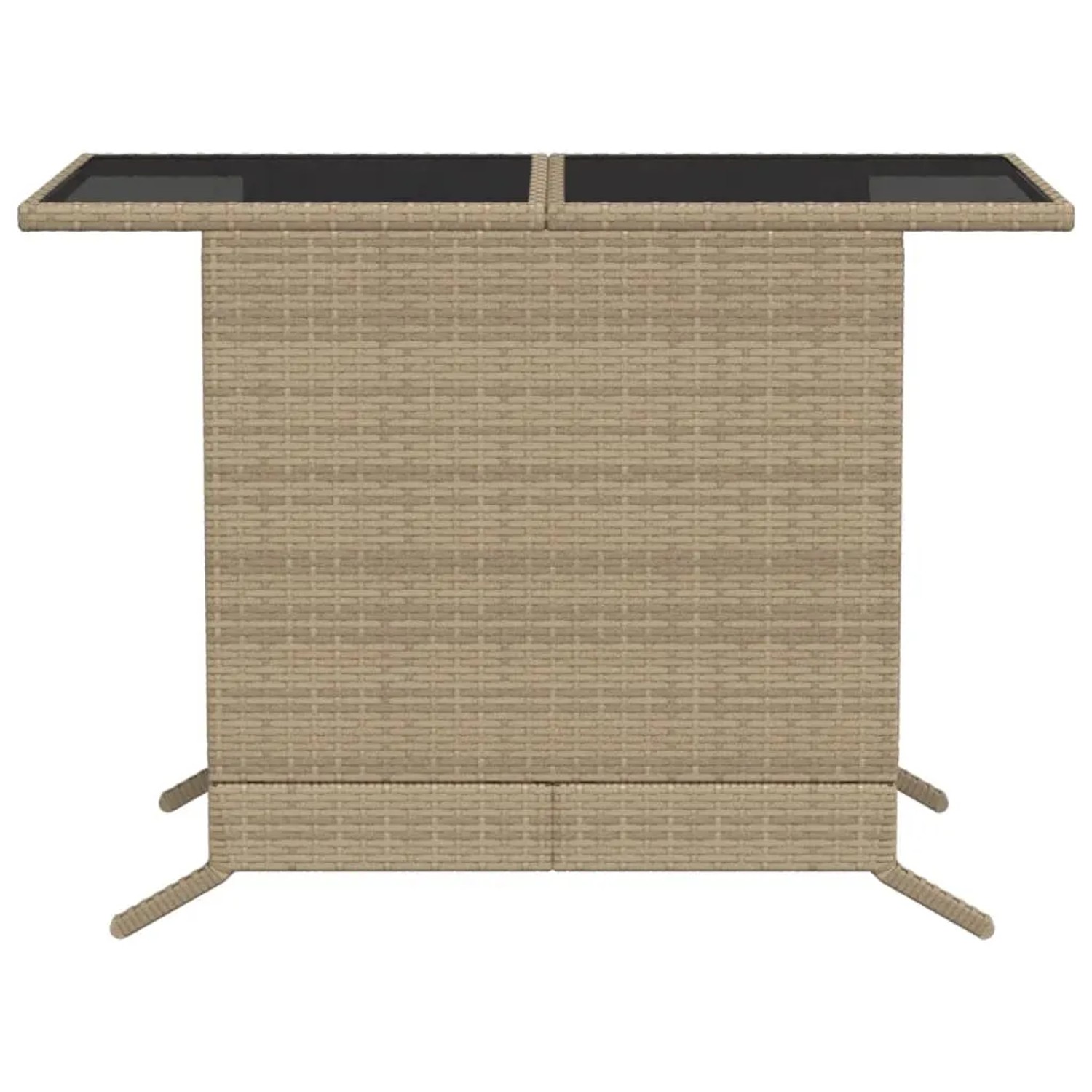 Beiges 3-tlg. vidaXL Bistro-Set aus Polyrattan mit Glasplatte und Kissen.