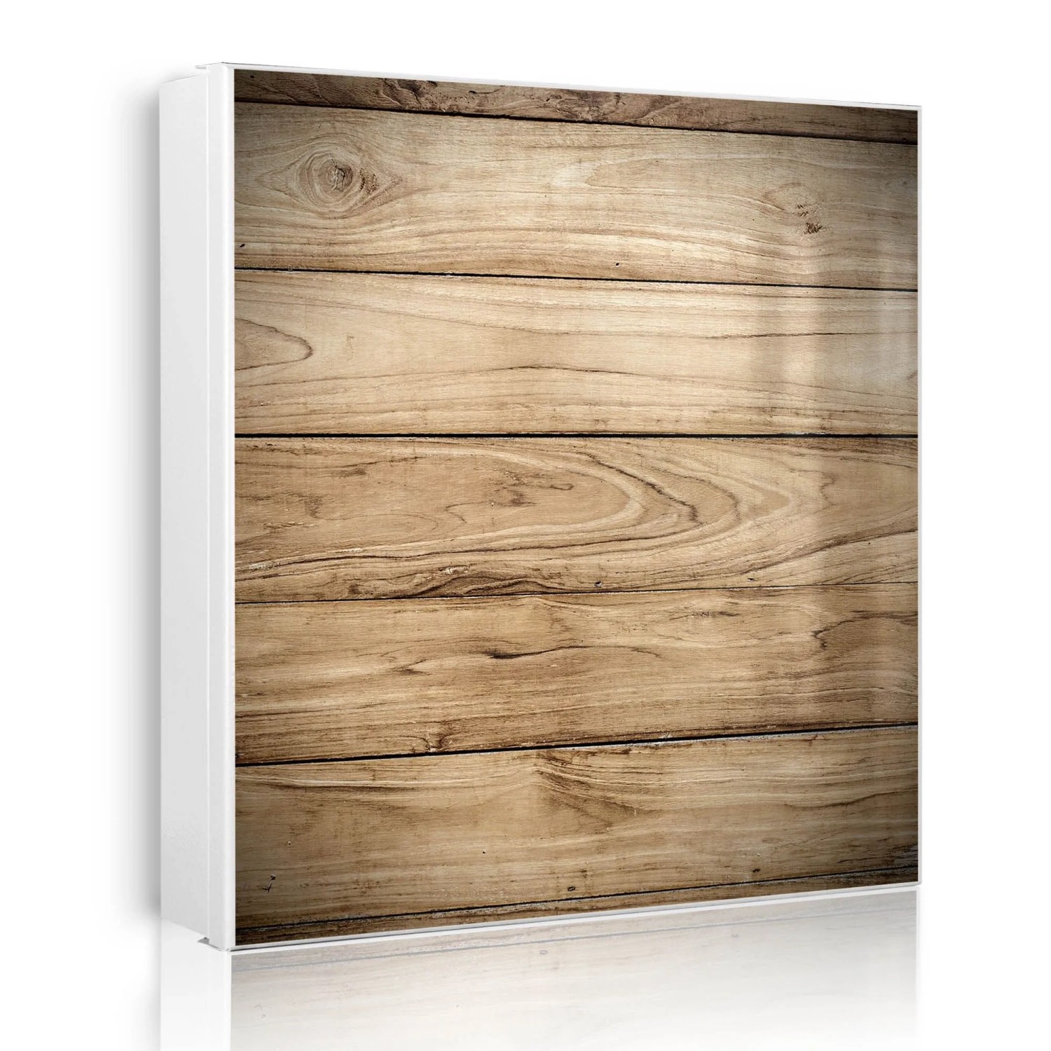 Banjado Großer Schlüsselkasten Metall 30x30cm Weiß Scharnier Rechts 50 Haken Beschreibbar Magnetisch Motiv Holzplanken