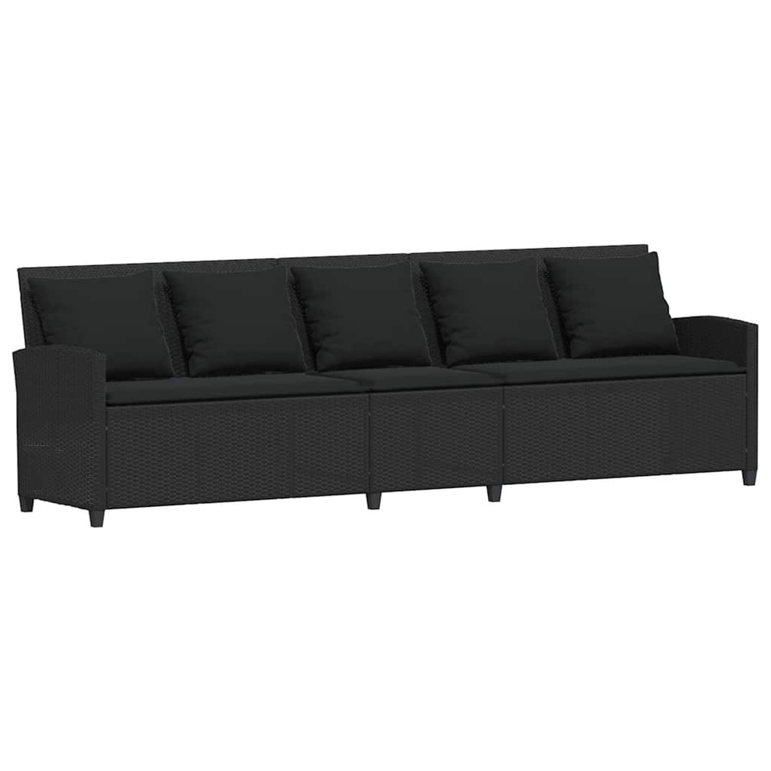 vidaXL Gartensofa 5-Sitzer mit Kissen Schwarz Poly Rattan 4104112 günstig online kaufen