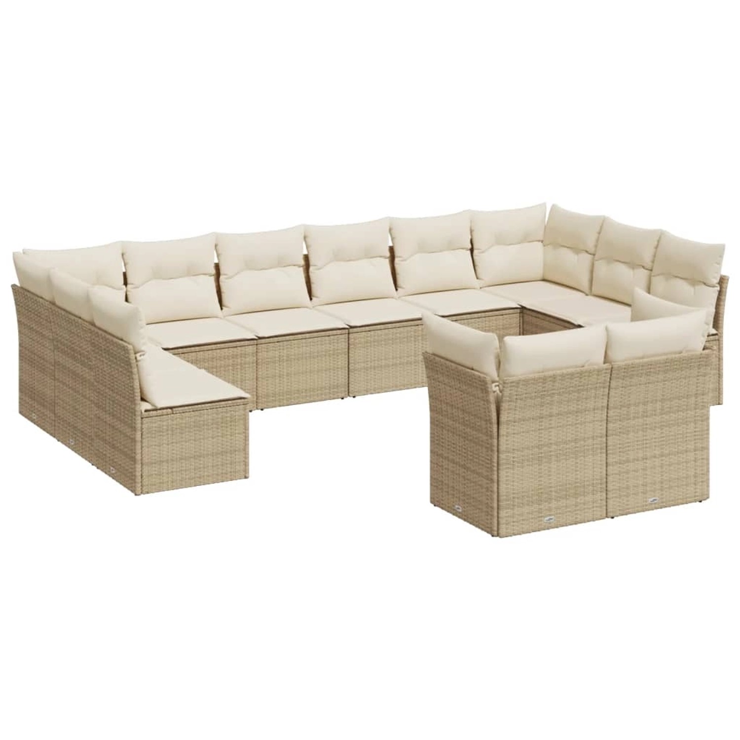 vidaXL 12-tlg Garten-Sofagarnitur mit Kissen Beige Poly Rattan Modell 5