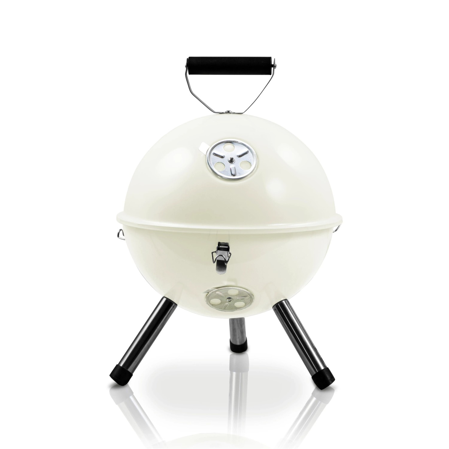 Activa Kugelgrill Mallorca, Ø 30 cm, creme. Kompakter Holzkohlegrill für Garten und Balkon.