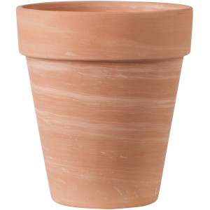 Deroma Pflanztopf Alto Duo, Ø 31 cm, Terrakotta, weiß gestreift, für den Außenbereich.