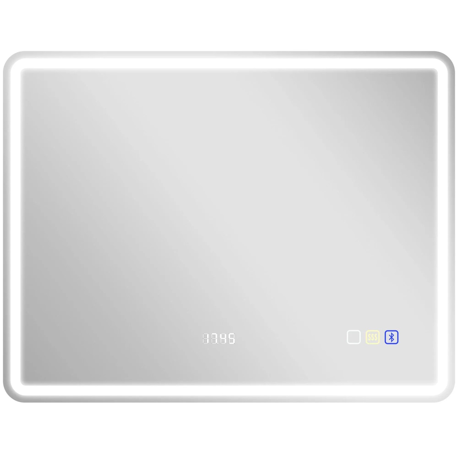 HOMCOM Badezimmerspiegel Gehärtetes Glas 90L x 70B x 3,5H cm Silber