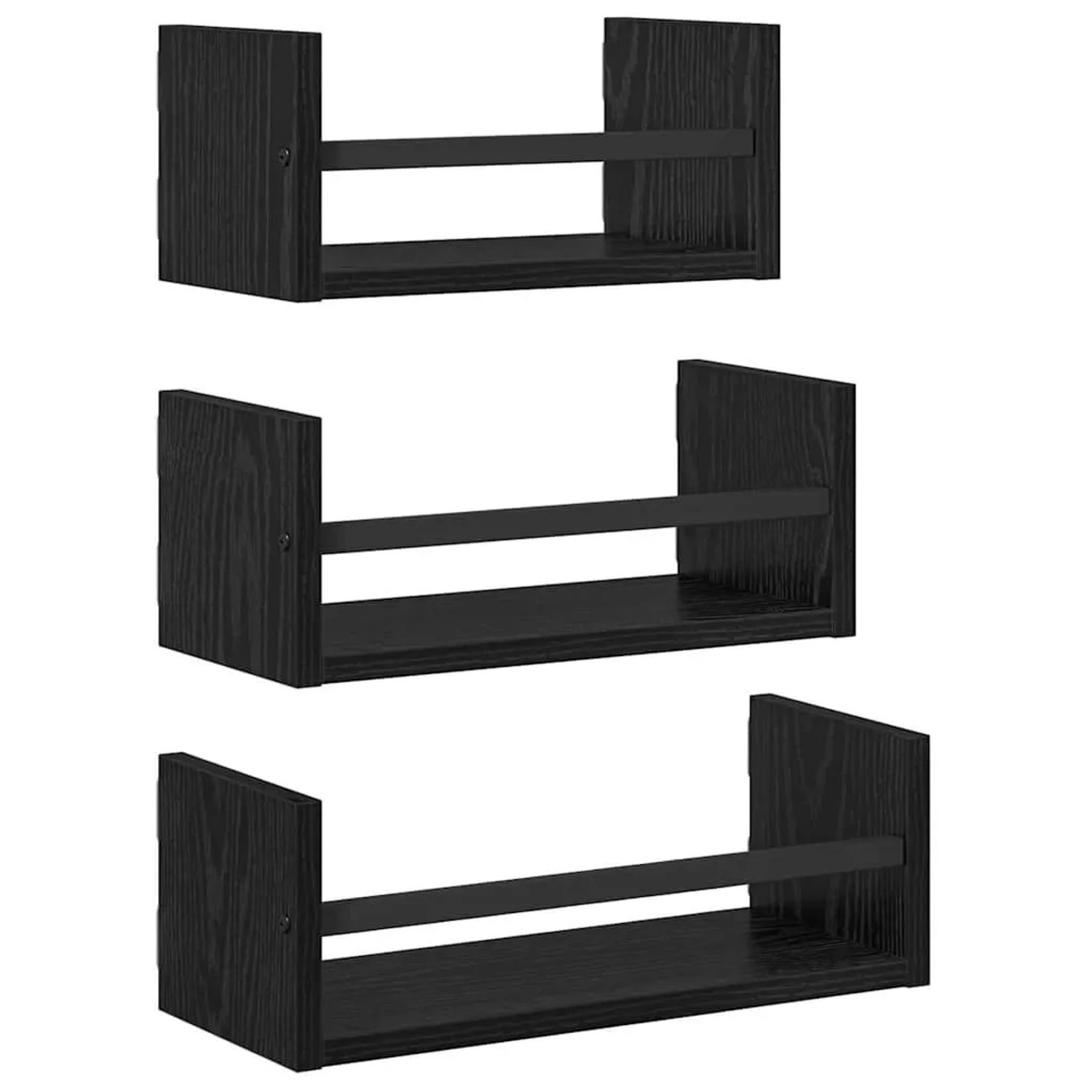 vidaXL Wandregal-Set mit Regal 3-Tlg Schwarz Eichen-Optik 40x16x14cm 882789 günstig online kaufen