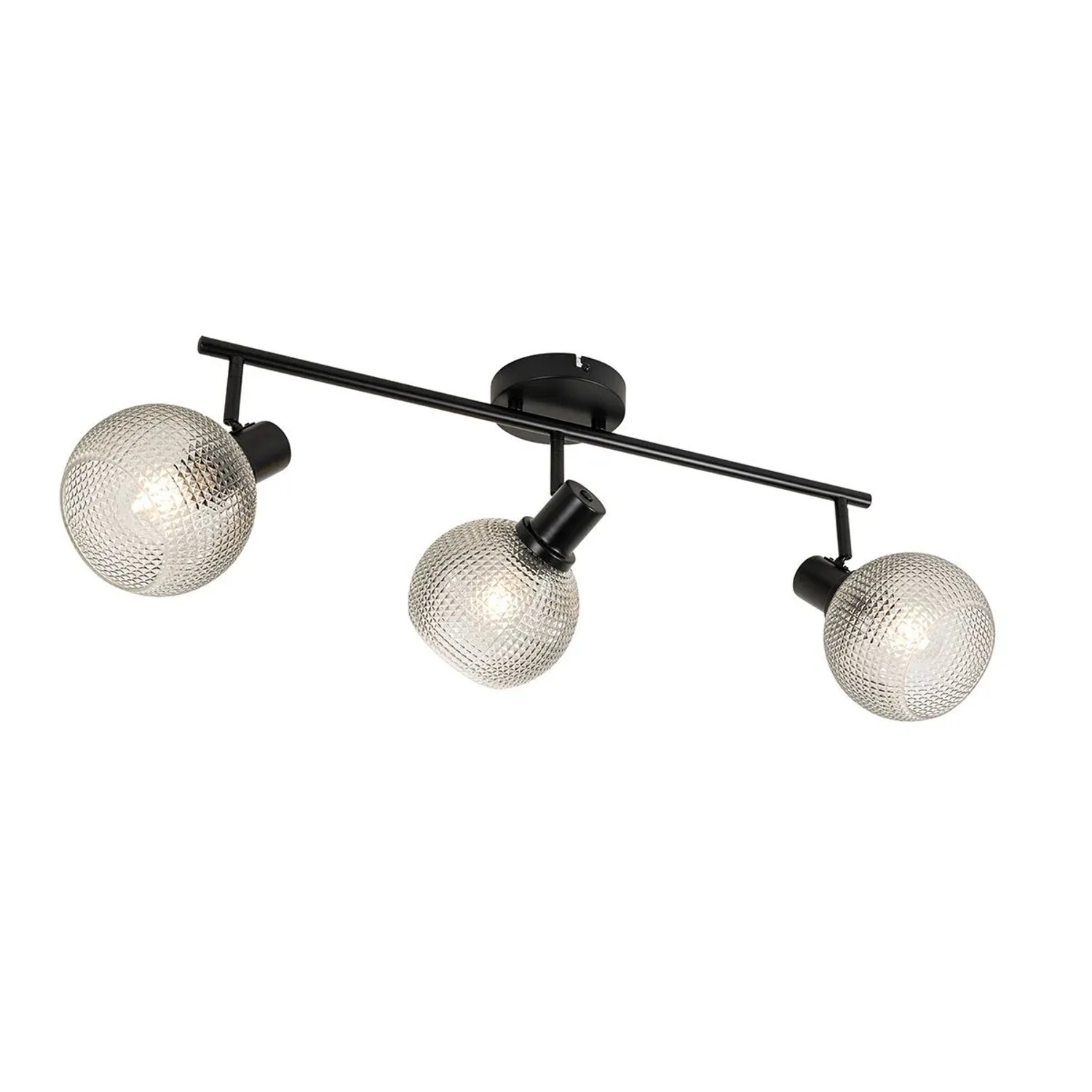 QAZQA Design Spot Schwarz mit Rauchglas 3 Flammig Chico