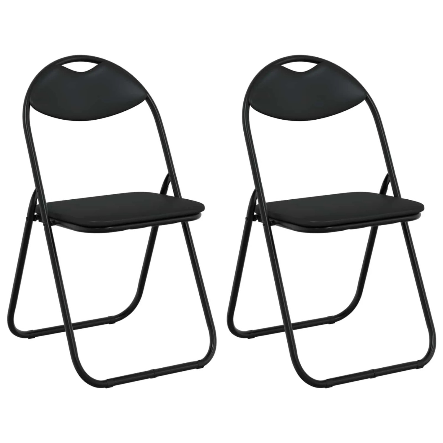 vidaXL Klappstuhl 2 Stk Schwarz 48 x 43,5 x 81 cm Kunstleder 42029060