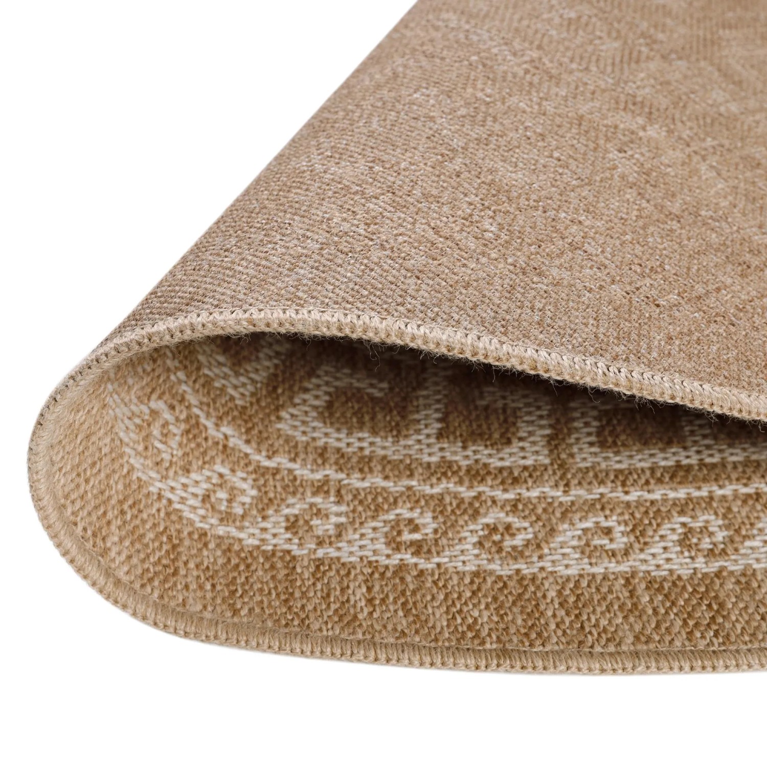 Detailansicht: Beiger Ayyildiz Outdoor-Teppich Comilla mit Muster, 200x200 cm.