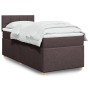 Dunkelbraunes vidaXL Boxspringbett mit Matratze (90x190 cm) und weißer Bettwäsche.