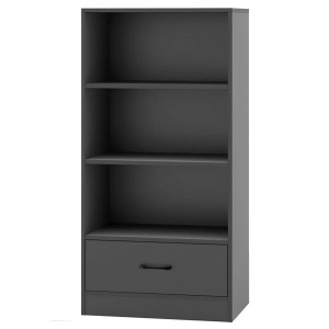Costway Bücherregal 120 cm Grau 4 Ebenen Schubladen