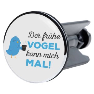 Sanilo Waschbeckenstöpsel mit frechem Vogel-Motiv für handelsübliche Waschbecken.