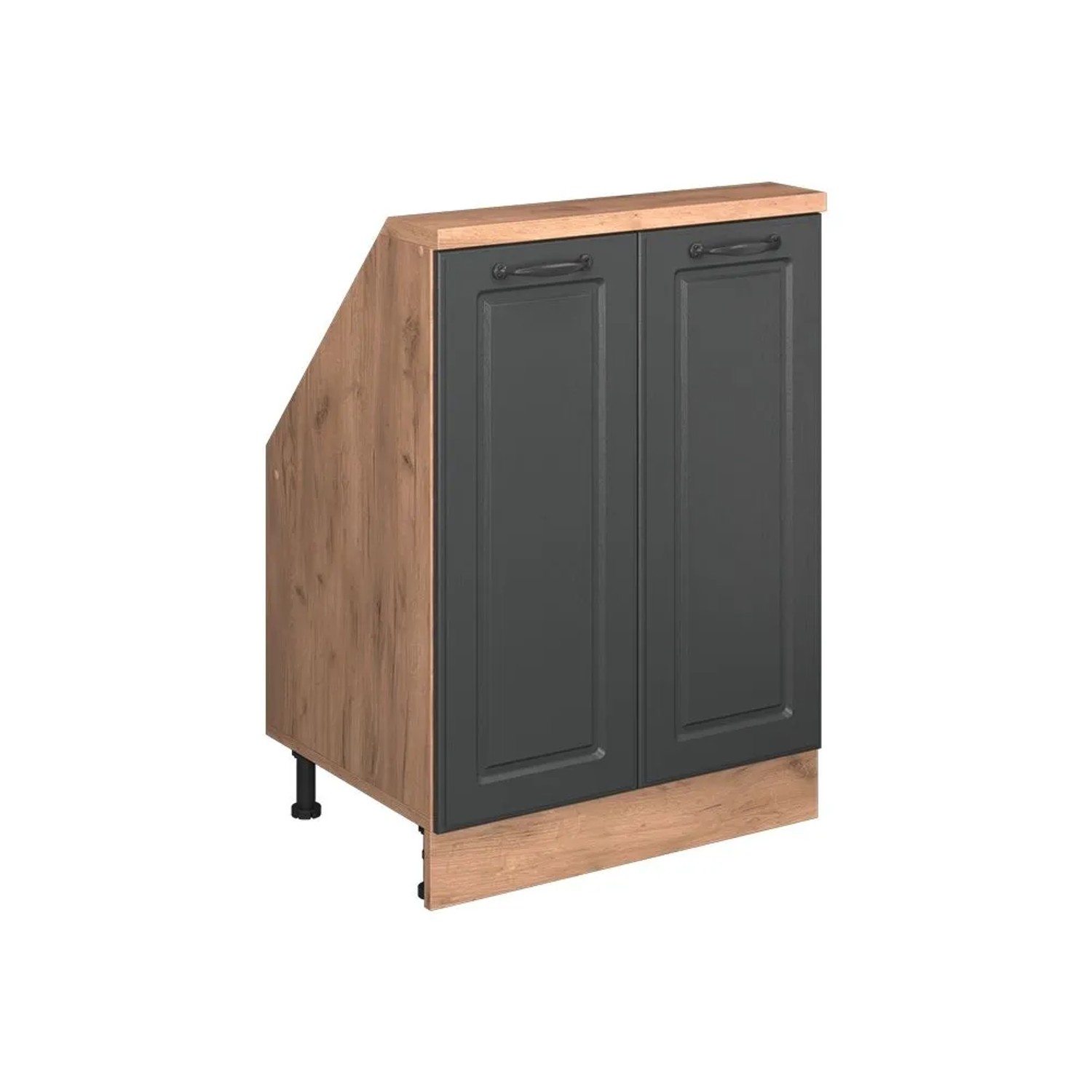 Vicco Küchenschrank für Dachschrägen R-Line Anthrazit Landhaus Goldkraft Eiche 60 x 82 mit 2 Türen Art Nr 58262