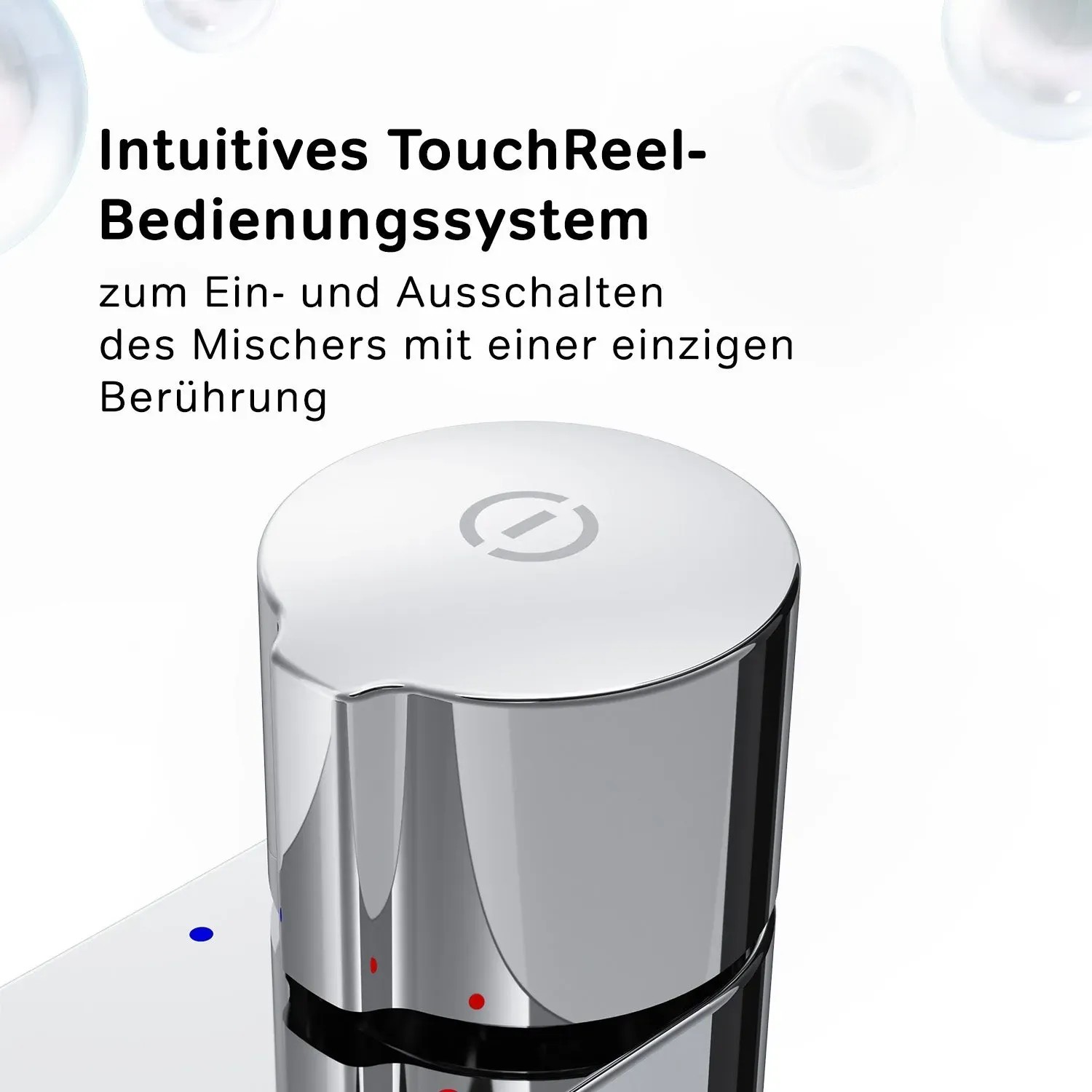 AM.PM TouchReel Waschtischarmatur in Chrom, Detailaufnahme des Touch-Bedienelements.