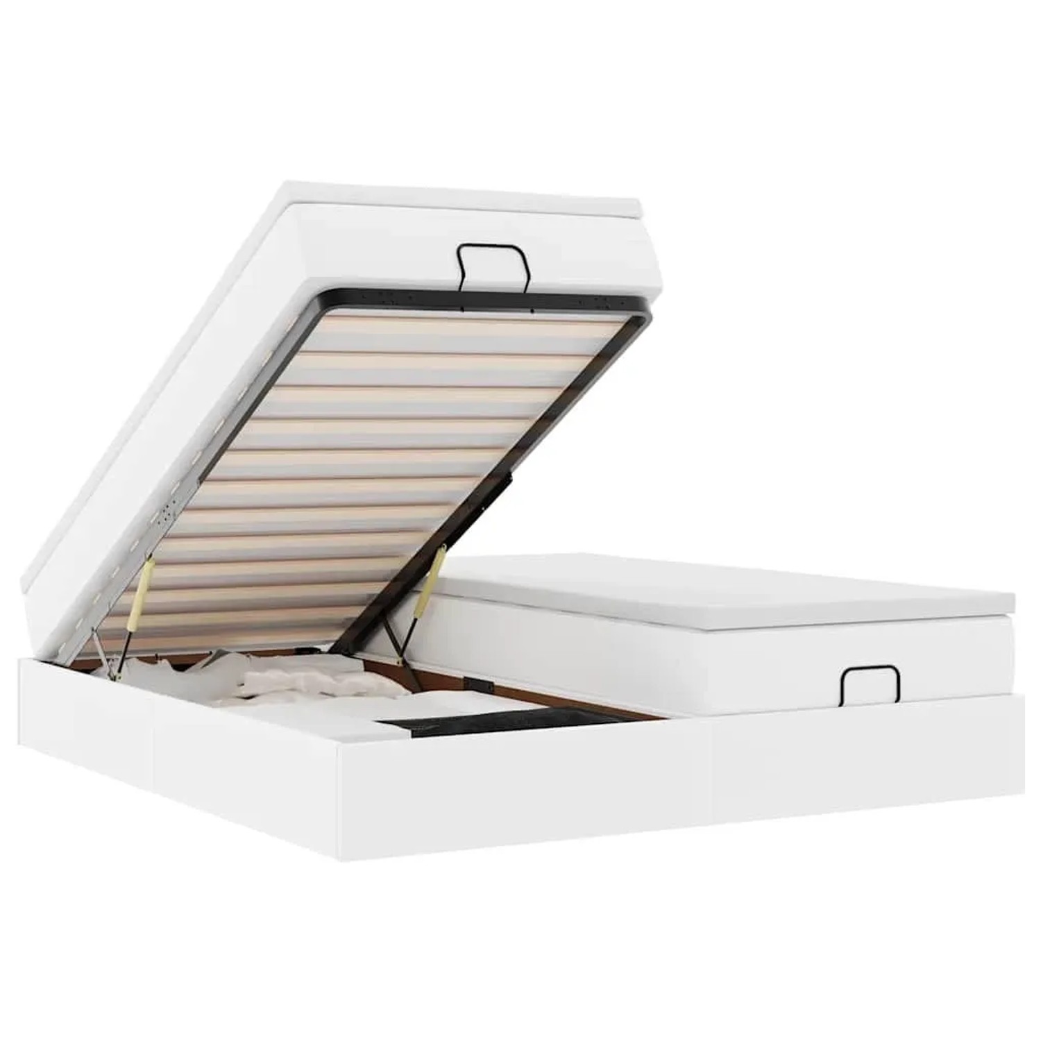 vidaXL Ottoman-Bett mit Matratzen Weiß 200x200 cm Kunstleder 3311230