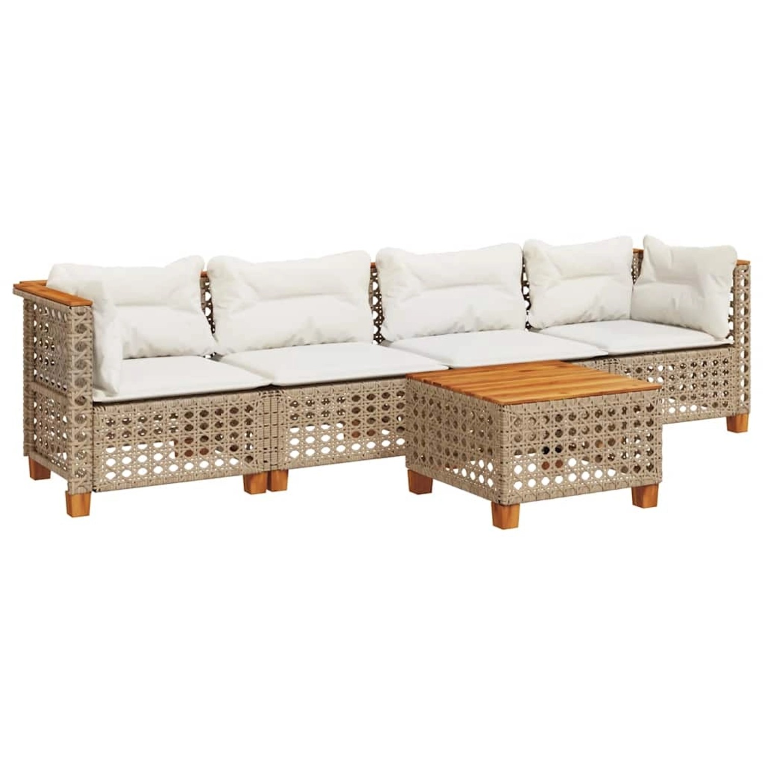 vidaXL 5-Tlg Garten-Sofagarnitur mit Kissen Beige Poly Rattan 3261730 günstig online kaufen