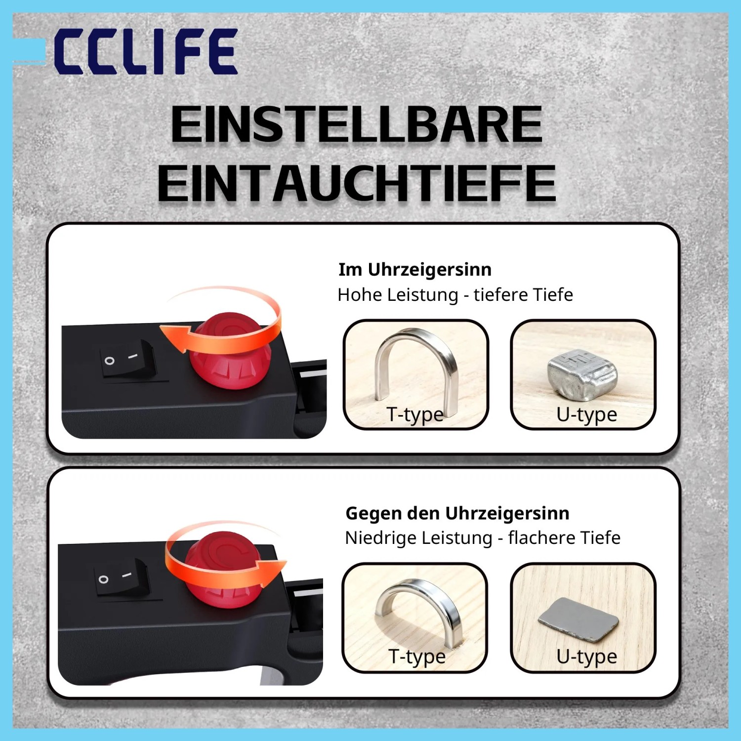 CCLIFE Elektrotacker 30 Schuss/Min. für T- und U-Nägel 15-32 mm mit Tiefenregler_5
