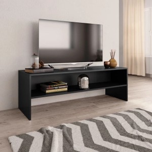 Schwarzer TV-Schrank (120x40x40 cm) aus Holzwerkstoff mit offenem Fach für Wohnzimmer.
