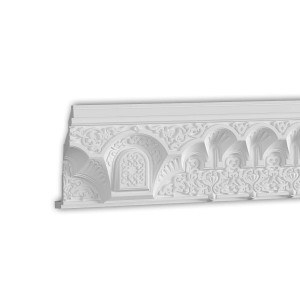 Weiße PROFHOME Eckleiste im orientalischen Stil, 200 cm lang, für Decken und Wände.