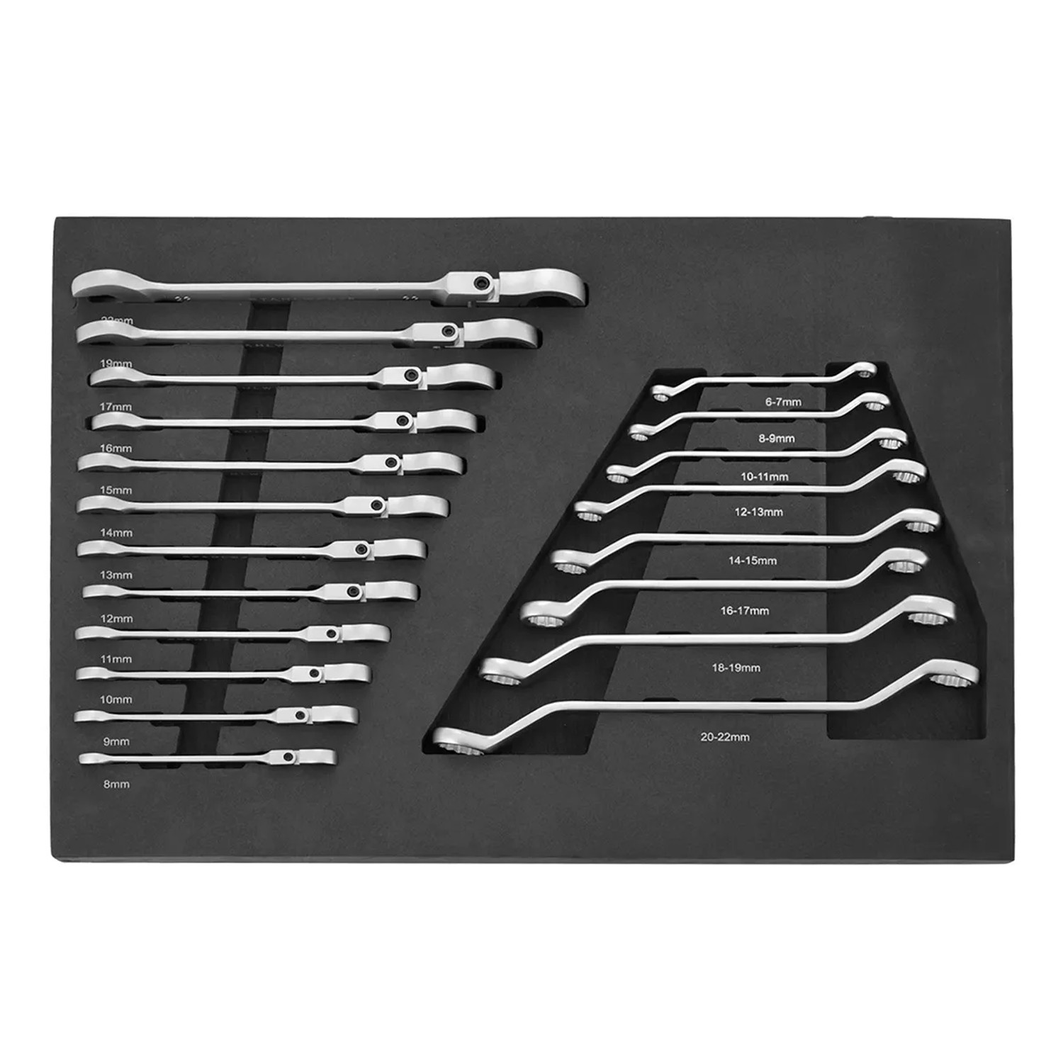STAHLWERK Werkzeugeinlage 20 Teiliger Schraubenschlüssel Satz Weichschaumeinlage