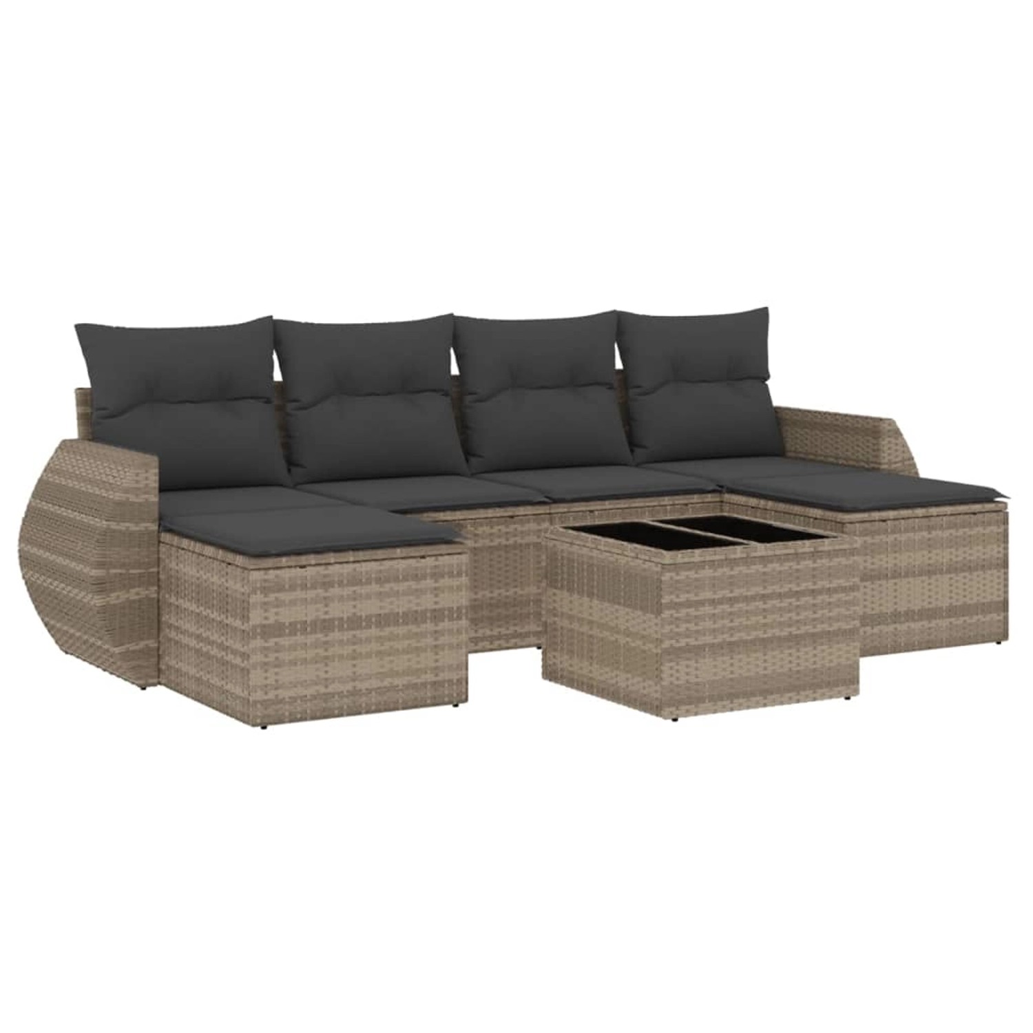 vidaXL 7-Tlg Garten-Sofagarnitur mit Kissen Hellgrau Poly Rattan 3254069 günstig online kaufen
