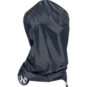 Schwarze Jamestown Grill-Schutzhülle für Kugelgrills, Ø 84 cm, aus wetterfestem Polyester.