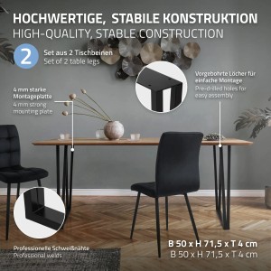 ML-Design Tischbeine (2 Stk.) Stahl schwarz, 71,5cm hoch, rechteckig für Esstisch