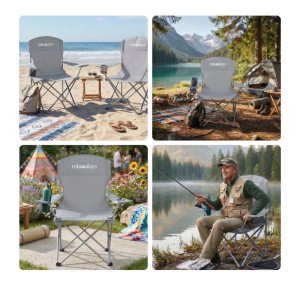 Relaxdays Campingstuhl 2er Set Eisen Polyester Grau Faltbar Mit Getränkehalter 97 cm x 81 cm x 54 cm