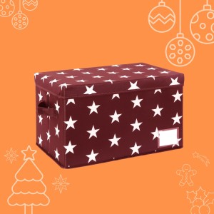 Rote Weihnachtskugel-Aufbewahrungsbox mit weißen Sternen für Christbaumkugeln und Deko.