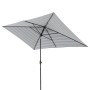 Doppler Marktschirm MyZone, 200x300 cm, blau-grau gestreift, mit Kurbelmechanik.