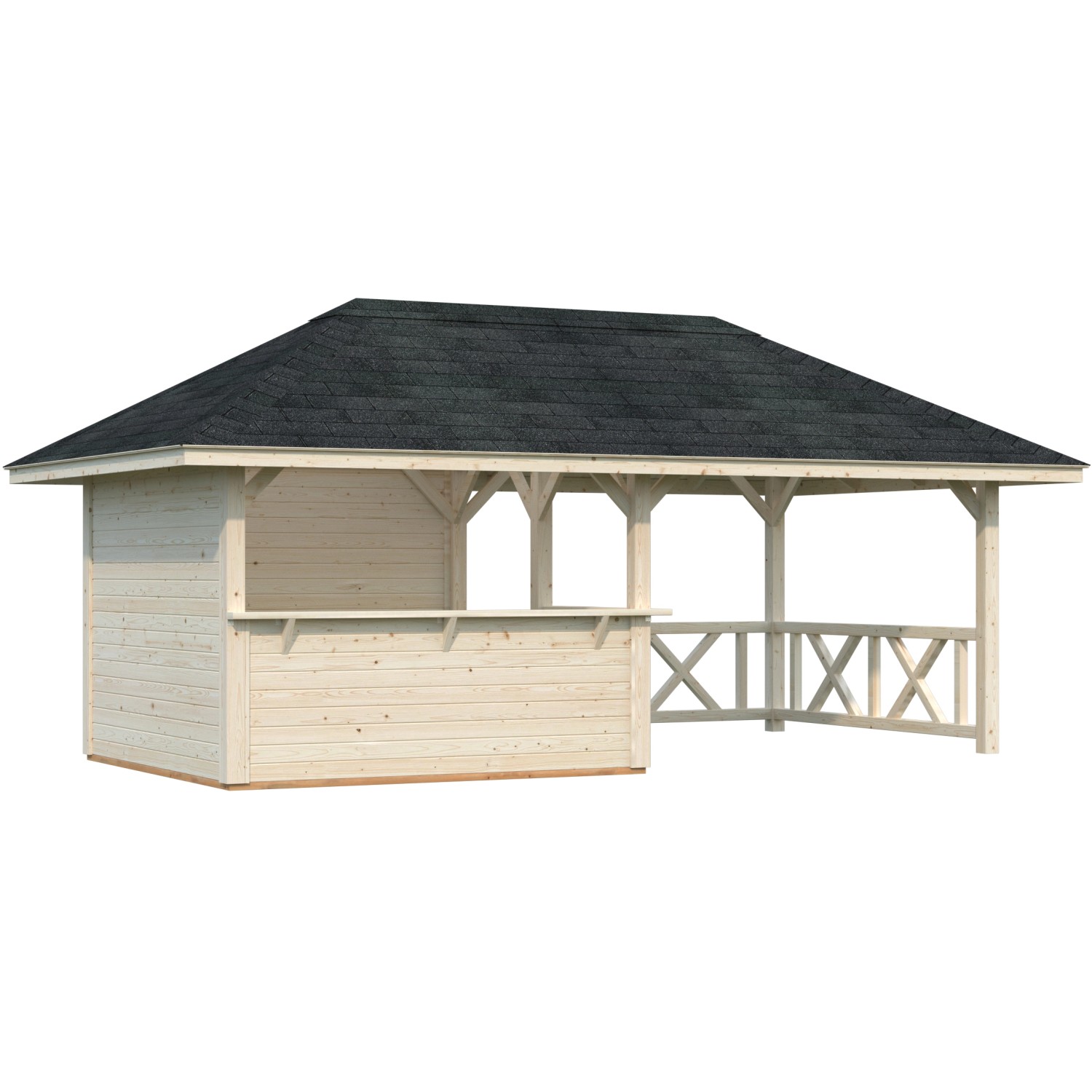 Palmako Holz-Pavillon Bianca 16,6 m² Set 3 Tansparent Tauchgrundiert