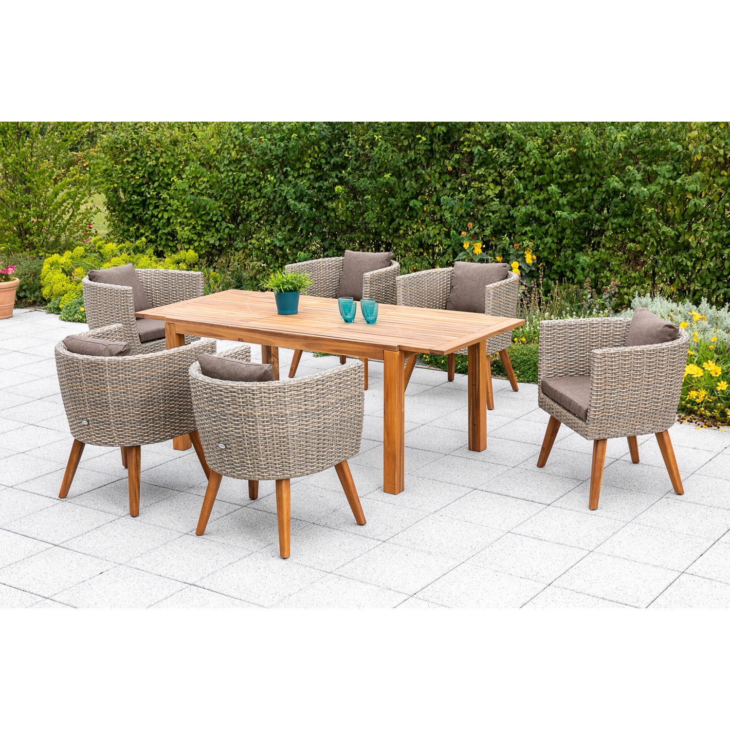 Merxx Gartenmöbel-Set Imperia 7-teilig Moderner Ausziehtisch