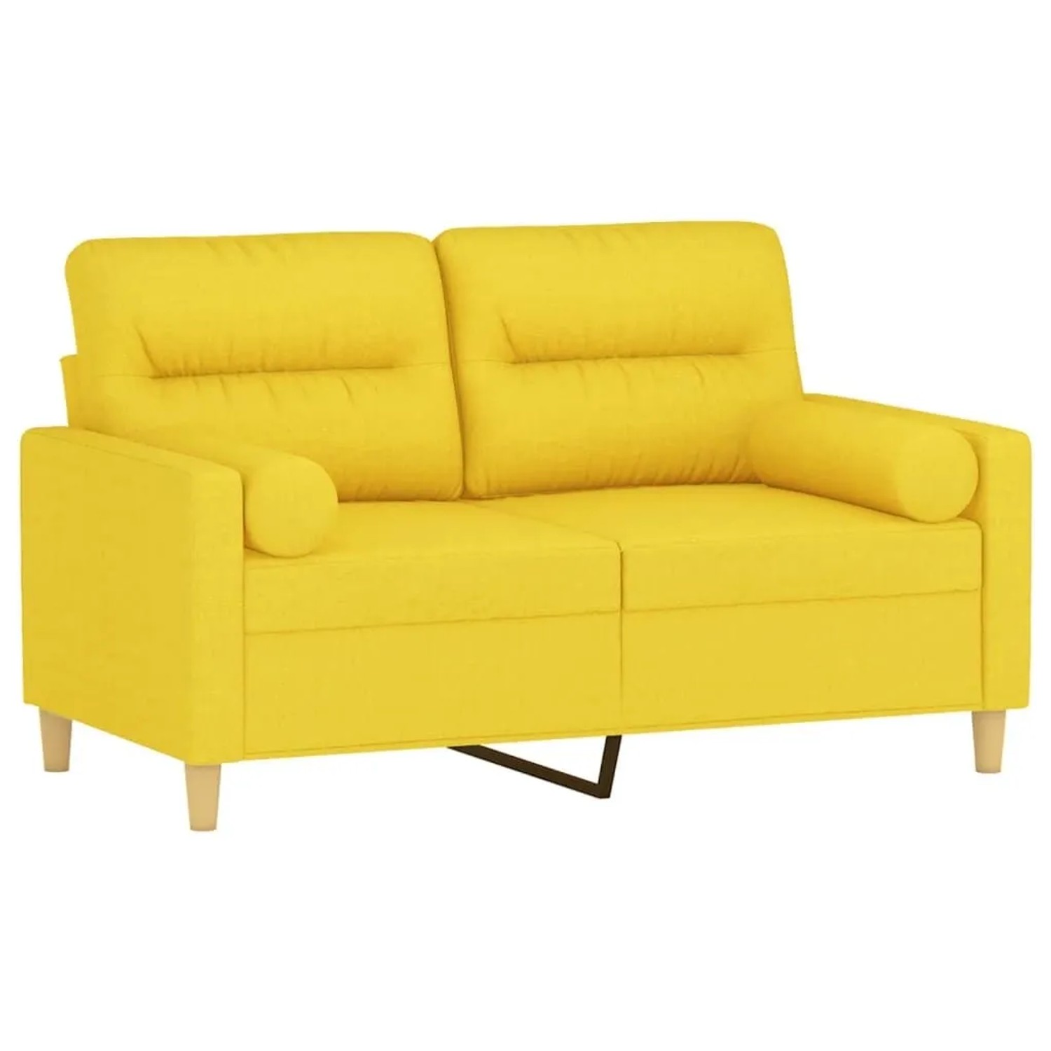 vidaXL 2-Sitzer-Sofa mit Zierkissen Hellgelb 120 cm Stoff 3200818