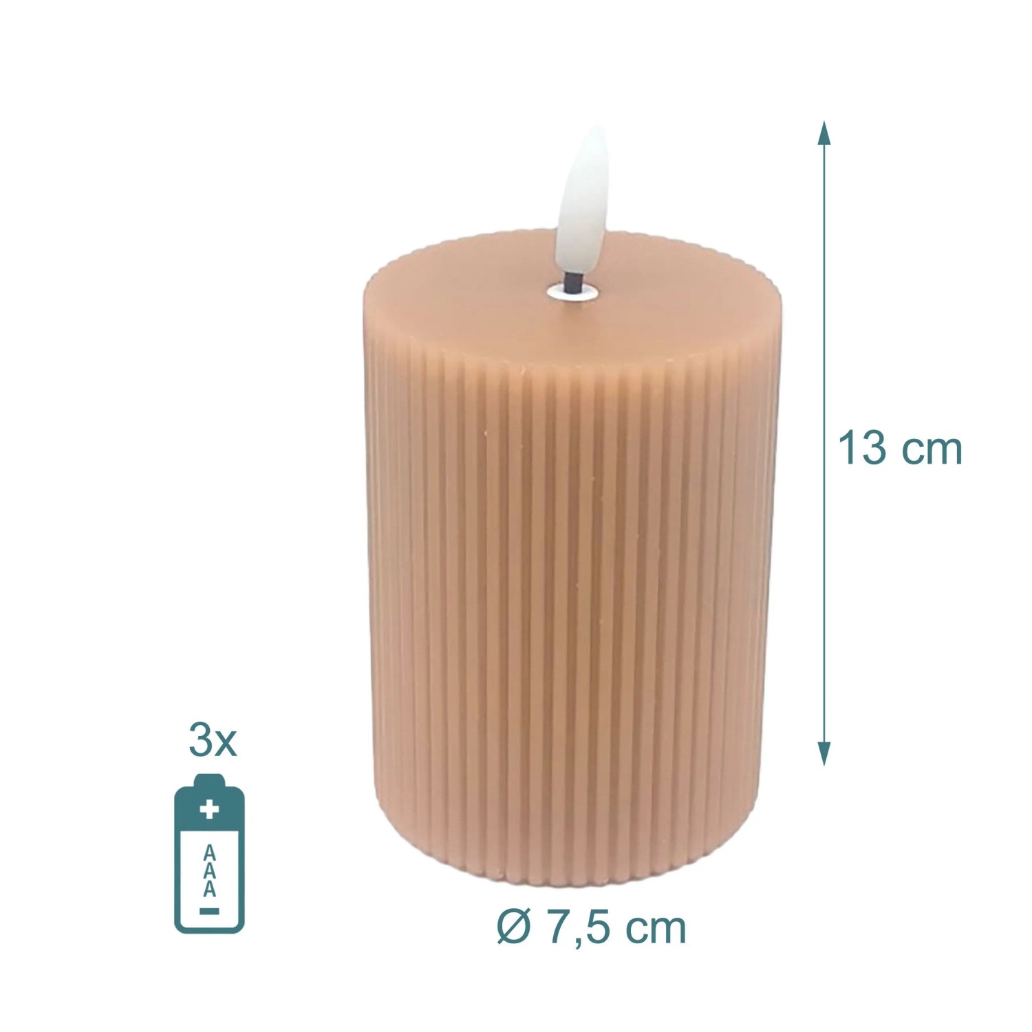 Relaxdays LED Kerze aus Echtwachs in Mocha Mousse, 13 cm hoch, mit flackernder Flamme.