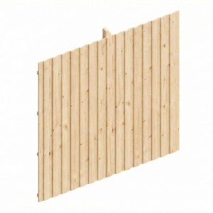 Helle Skan Holz Rückwand Deckelschalung aus Fichte für Carports. Unbehandeltes Holzpaneel mit Maserung.
